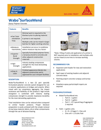Wabo®SurfaceMend Technical Data Sheet Cover