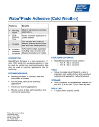 Wabo®PasteAdhesive (Cold Weather) Technical Data Sheet Cover