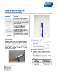 Wabo®Sil Adhesive Technical Data Sheet Cover