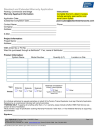WBA Warranty Application Cover